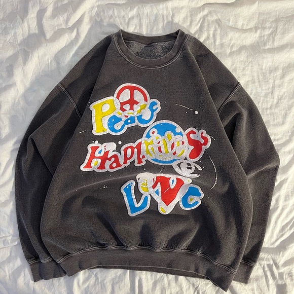 brown graphic puff print sweatshirt - Picture 1 of 5